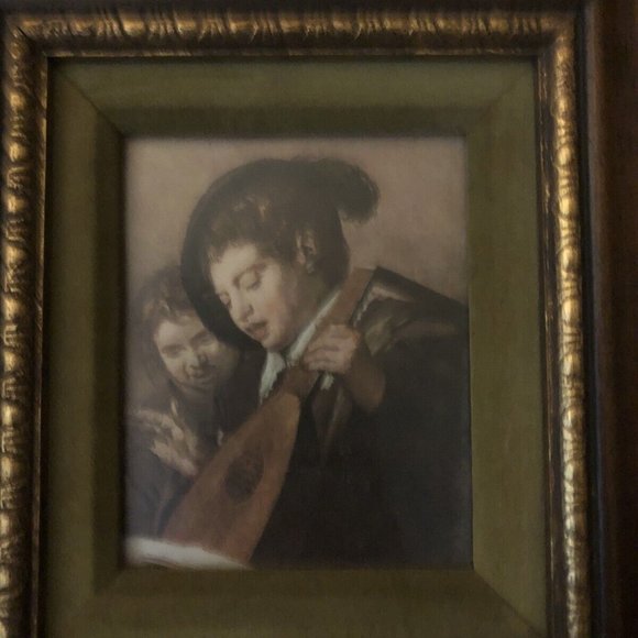 FRANS HALS TWO BOYS WITH LUTE OIL REPRODUCTION FRAMED ARTWORK DUTCH FATHERS DAY - Picture 4 of 4